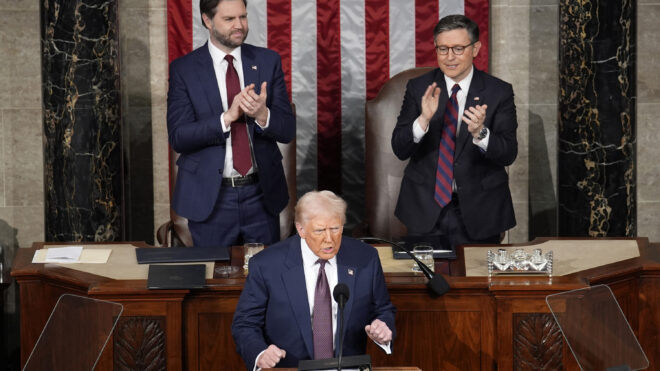 President Donald Trump addresses a joint session of Congress on Capitol Hill in Washington D.C., on March 4, 2025. (Yuri Gripas/Abaca Press/TNS)