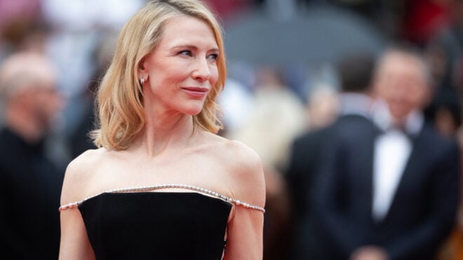 Cate Blanchett attends "The Apprentice" red carpet during the 77th annual Cannes Film Festival at Palais des Festivals on May 20, 2024, in Cannes, France. (Andreas Rentz/Getty Images/TNS)
