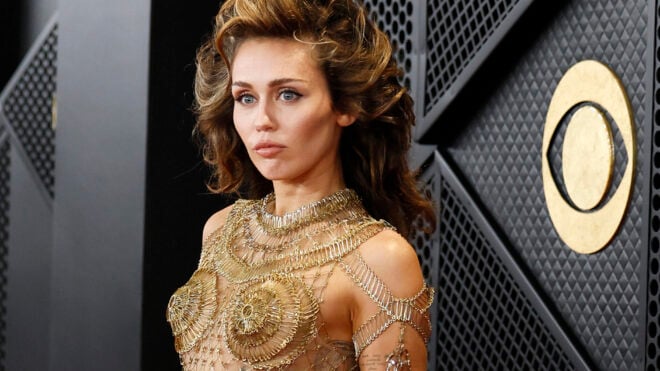 Miley Cyrus arrives on the red carpet for the 66th Annual Grammy Awards at Crypto.com Arena in Los Angeles on Feb. 4, 2024. (Allen J. Schaben/Los Angeles Times/TNS)
