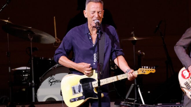 NEW YORK, NEW YORK - MARCH 26: Bruce Springsteen performs during "People Have the Power: A Celebration of Patti Smith" presented by Michael Dorf at Carnegie Hall on March 26, 2025 in New York City. (Photo by Taylor Hill/Getty Images)