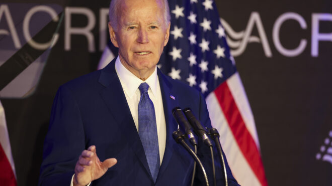 Former President Joe Biden speaks during the Advocates, Counselors, and Representatives for the Disabled bipartisan conference at the Sofitel Chicago Magnificent Mile on Tuesday, April 15, 2025. (Eileen T. Meslar/Chicago Tribune/TNS)
