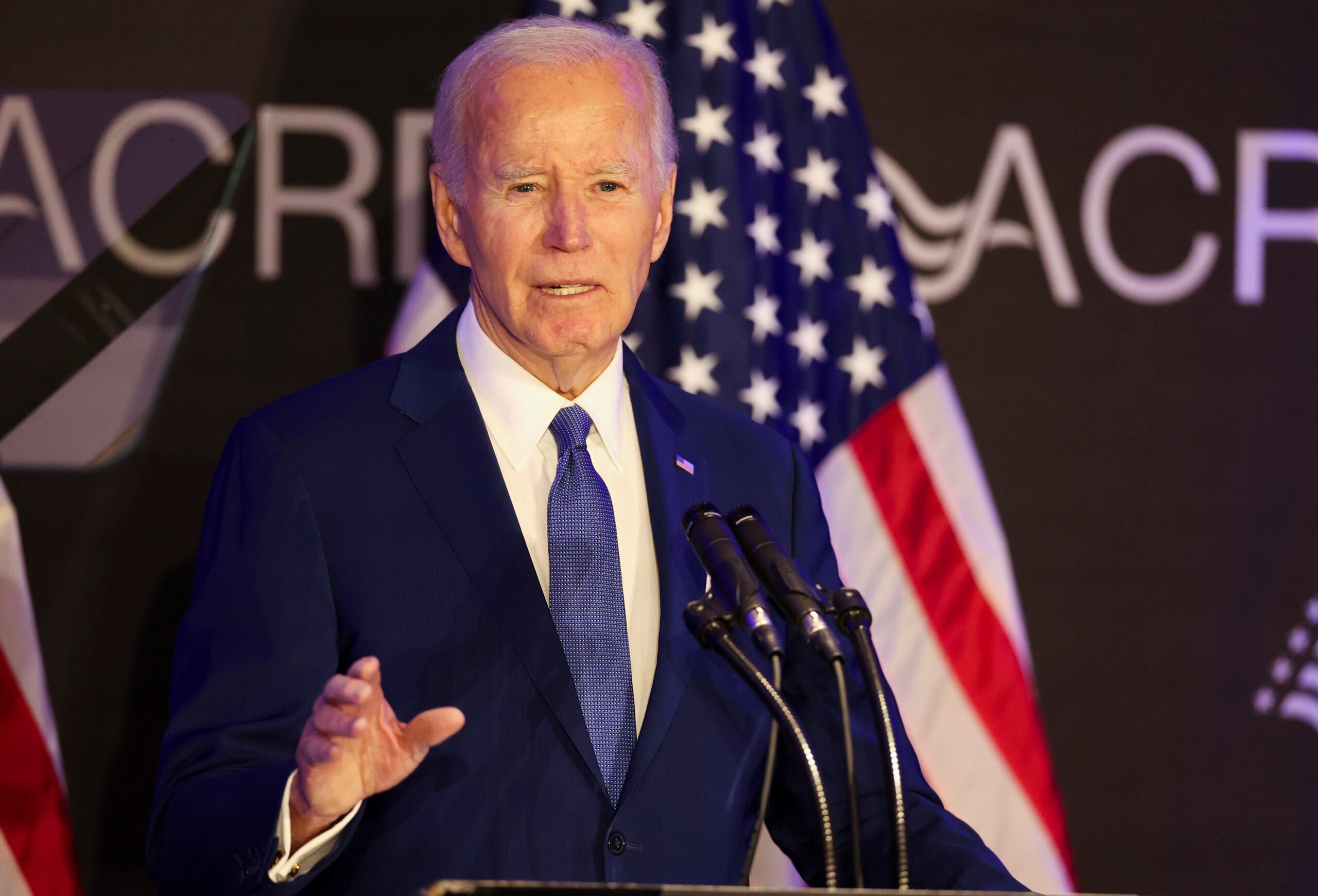 Former President Joe Biden speaks during the Advocates, Counselors, and Representatives for the Disabled bipartisan conference at the Sofitel Chicago Magnificent Mile on Tuesday, April 15, 2025. (Eileen T. Meslar/Chicago Tribune/TNS)