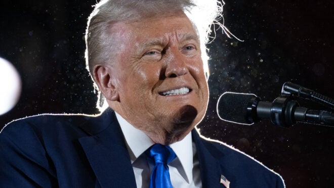 President Donald Trump delivers commencement remarks at the University of Alabama in Tuscaloosa, Alabama, on May 1, 2025. (Saul Loeb/AFP via Getty Images/TNS)