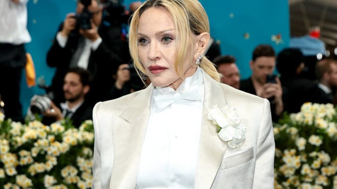 Madonna attends the 2025 Met Gala Celebrating "Superfine: Tailoring Black Style" at Metropolitan Museum of Art on May 5, 2025, in New York City. (Dimitrios Kambouris/Getty Images for The Met Museum/Vogue/TNS)
