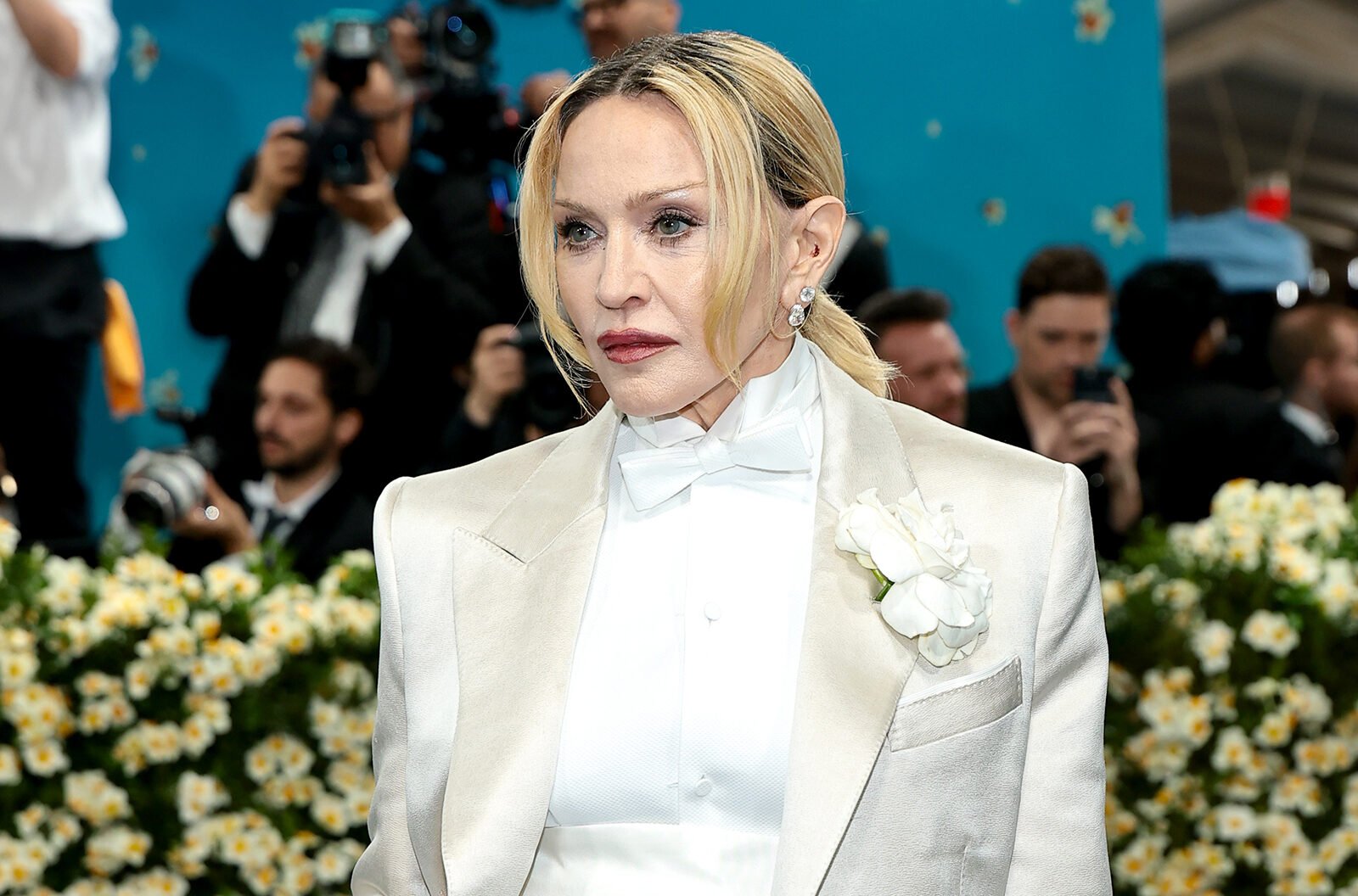 Madonna attends the 2025 Met Gala Celebrating "Superfine: Tailoring Black Style" at Metropolitan Museum of Art on May 5, 2025, in New York City. (Dimitrios Kambouris/Getty Images for The Met Museum/Vogue/TNS)