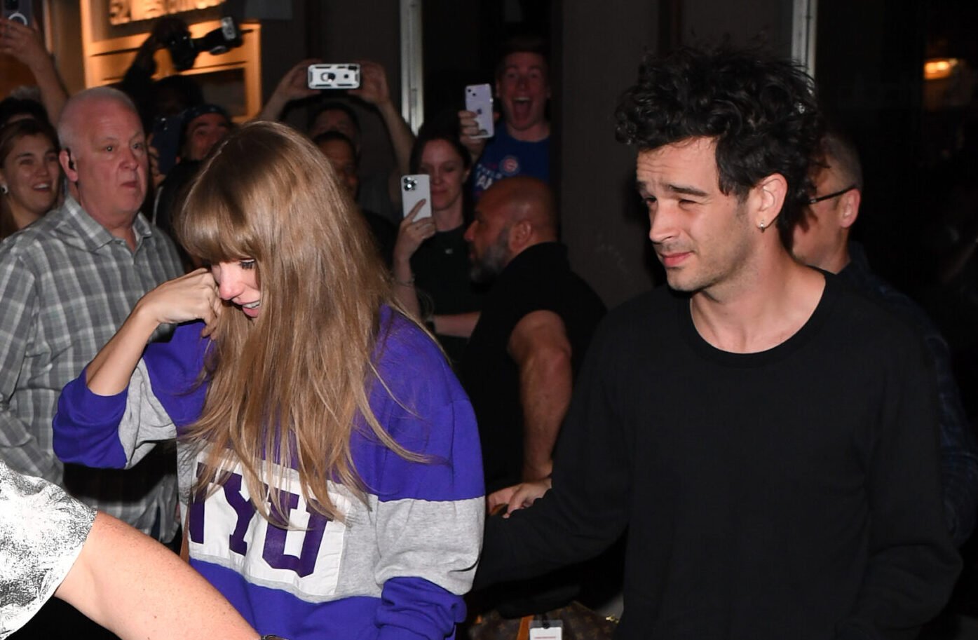 NEW YORK, NEW YORK - MAY 16: Taylor Swift and Matty Healy seen leaving 'The Electric Lady' studio in Manhattan on May 16, 2023 in New York City. (Photo by Robert Kamau/GC Images)