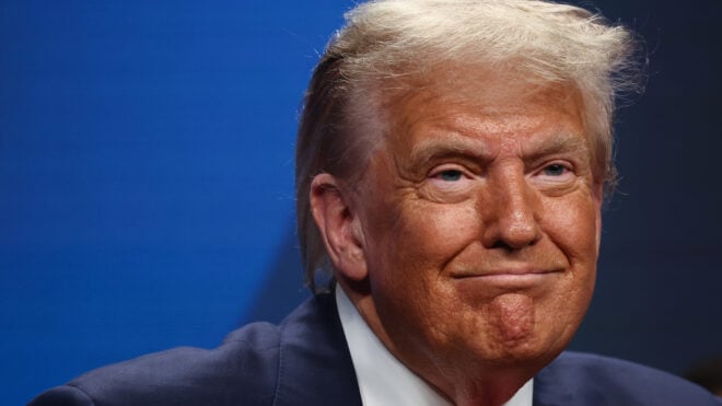 USA President Donald Trump during the press conference at the NATO Summit in The Hague, Netherlands on June 25, 2025. (Photo by Jakub Porzycki/NurPhoto via Getty Images)