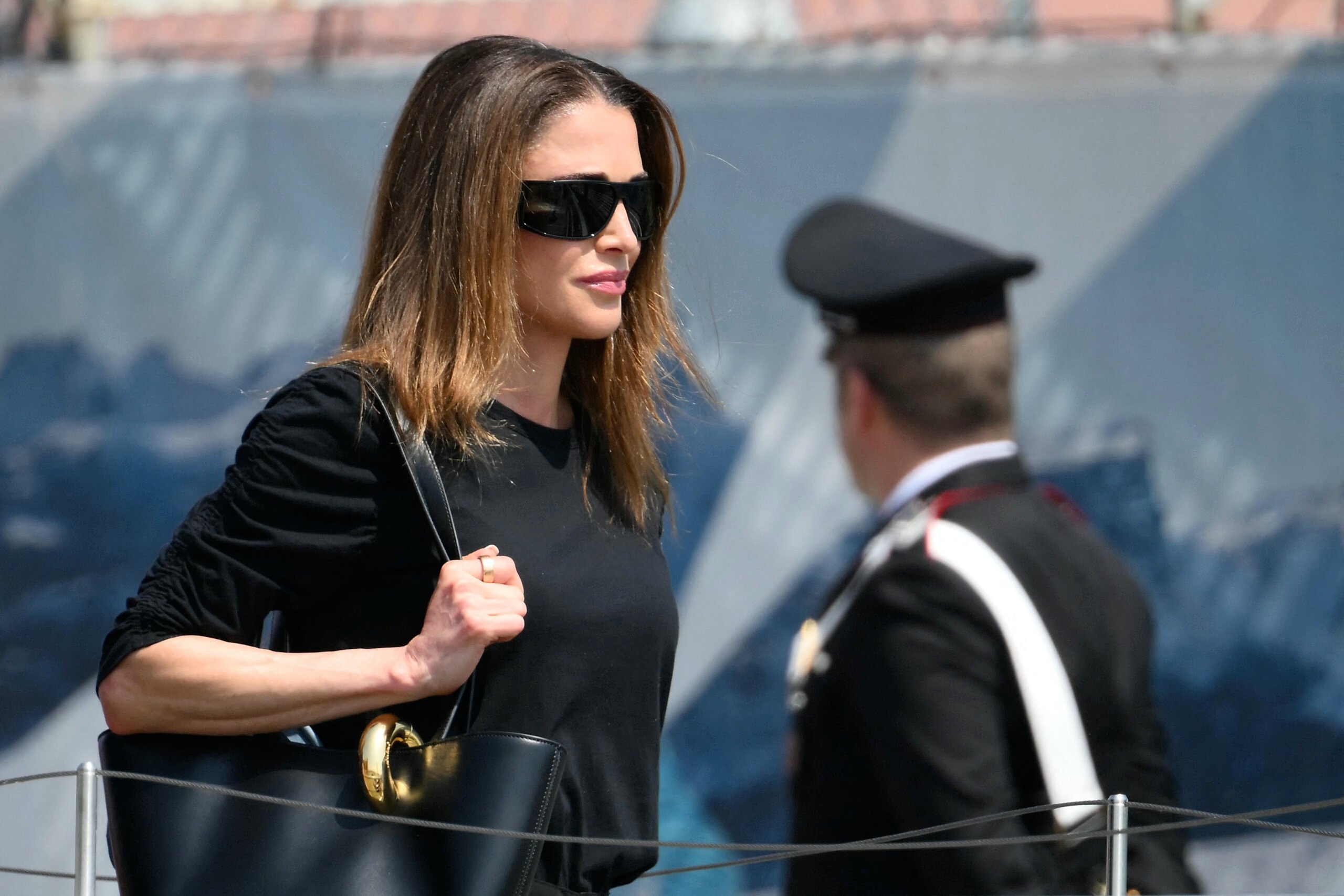 Jordan's Queen Rania prepares to board a taxi boat after landing at Venice Marco Polo airport ahead of Jeff Bezos' wedding on June 26, 2025. Celebrities in superyachts sail into Venice this week for the three-day wedding party of Amazon tycoon Jeff Bezos and Lauren Sanchez, despite irate locals who say the UNESCO city is no billionaire's playground. The tech magnate and journalist have reportedly invited about 200 guests to their multi-million dollar nuptials in the Italian city, which are expected to kick off on June 26 and end Saturday with a ceremony at a secret location. (Photo by Marco BERTORELLO / AFP) (Photo by MARCO BERTORELLO/AFP via Getty Images)