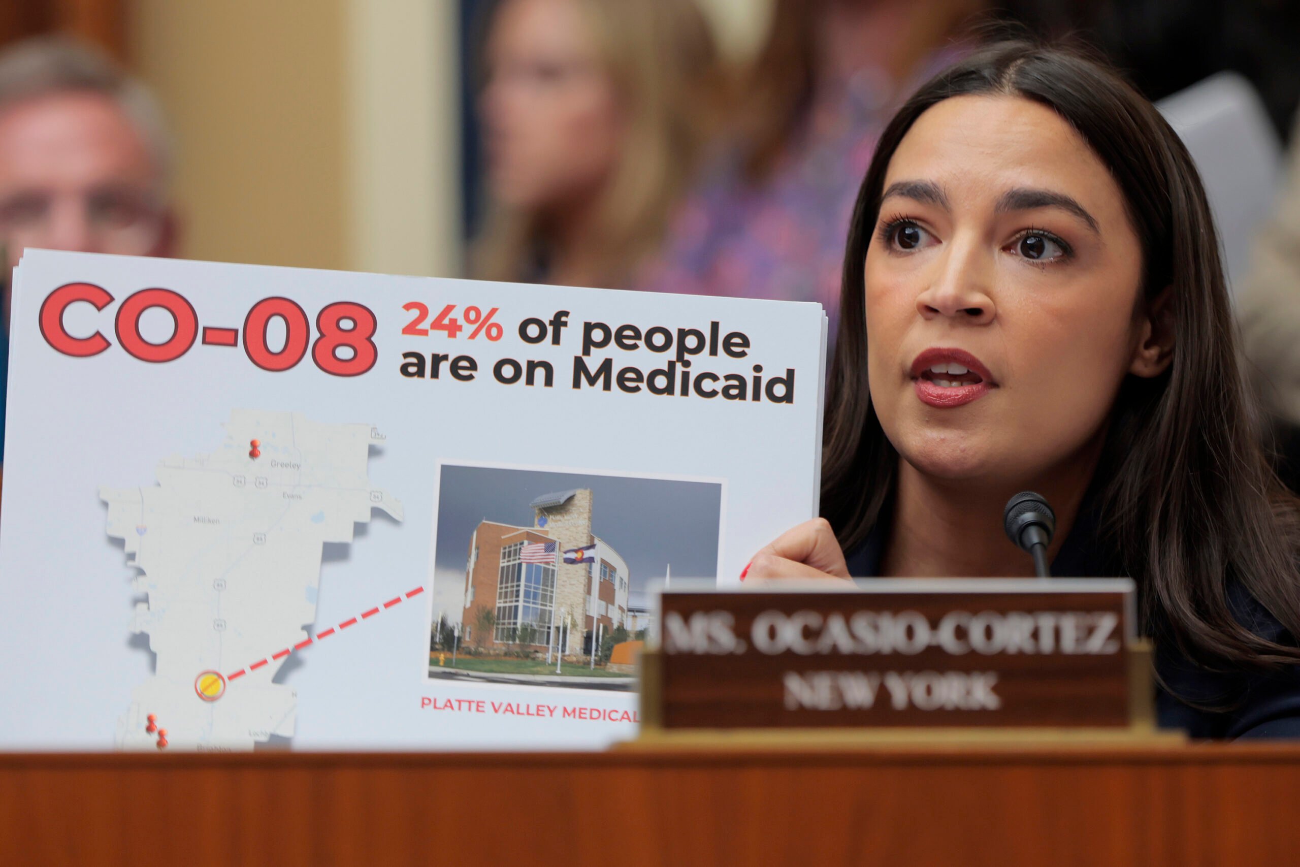 Rep. Alexandria Ocasio-Cortez, D-N.Y., speaks during a mark-up meeting with the House Committee on Energy and Commerce committee on Capitol Hill on May 13, 2025, in Washington, D.C. (Anna Moneymaker/Getty Images/TNS)