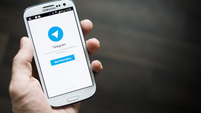 phone with Telegram app
