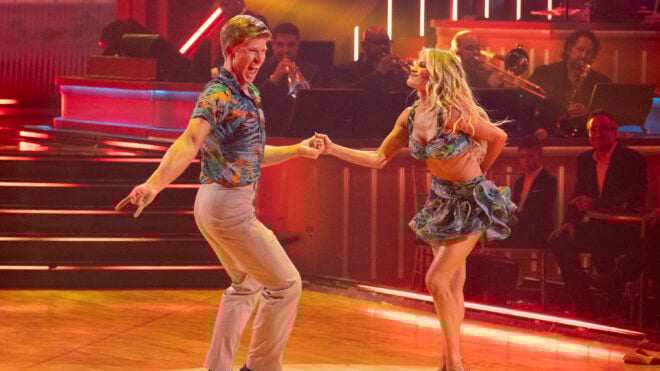 obert Irwin, left, and Witney Carson perform on the Season 34 premiere of "Dancing with the Stars."