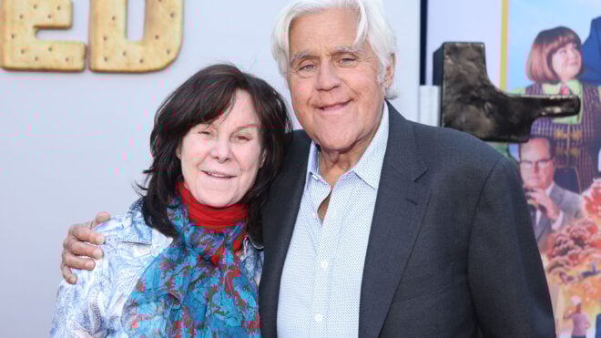Mavis Leno, left, and Jay Leno attend the Los Angeles premiere of Netflix's "Unfrosted" at the Egyptian Theatre Hollywood on April 30, 2024, in Los Angeles.