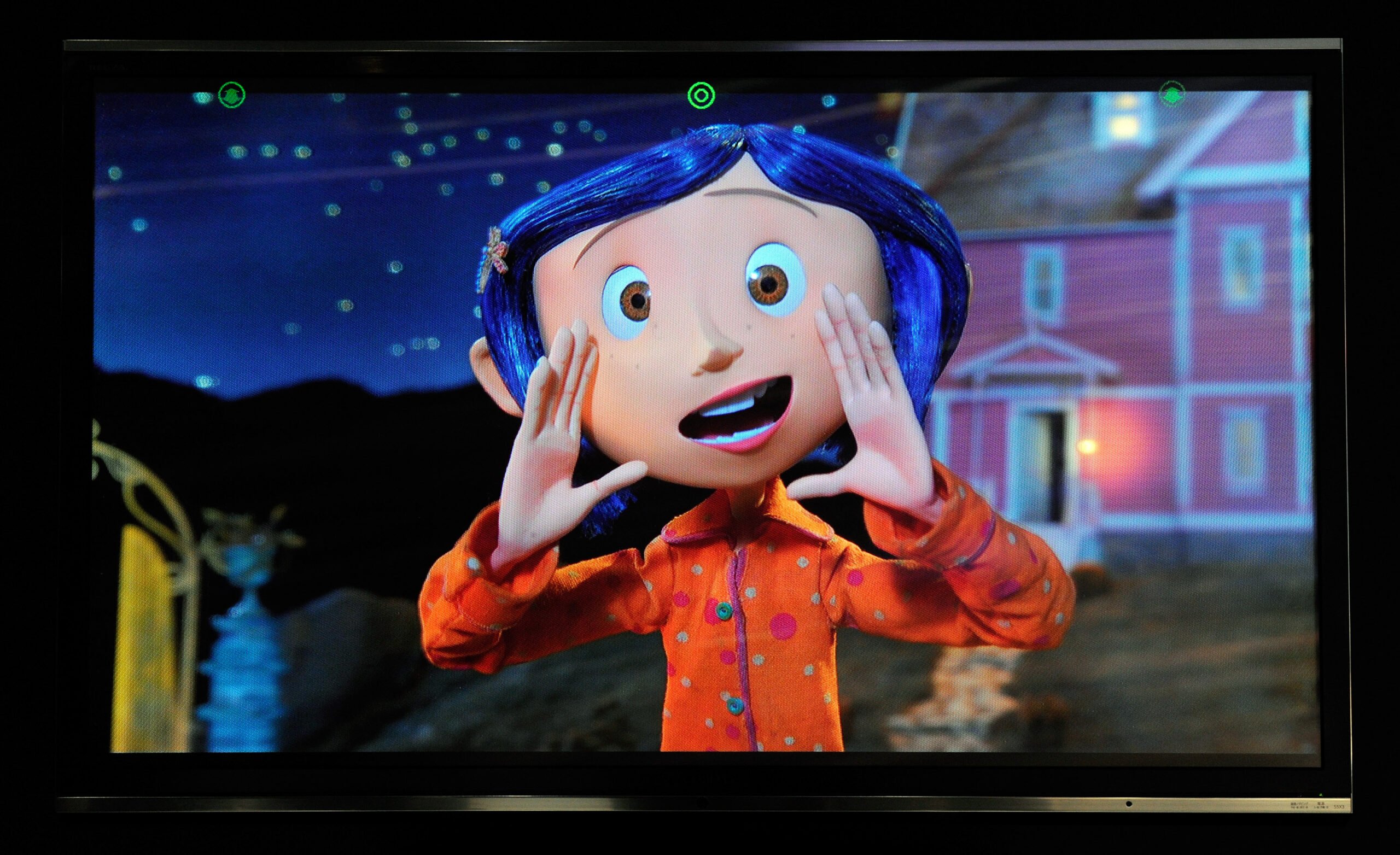 Coraline on a TV screen