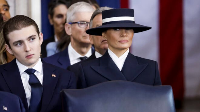 Barron Trump and Melania Trump at the inauguration of Donald Trump