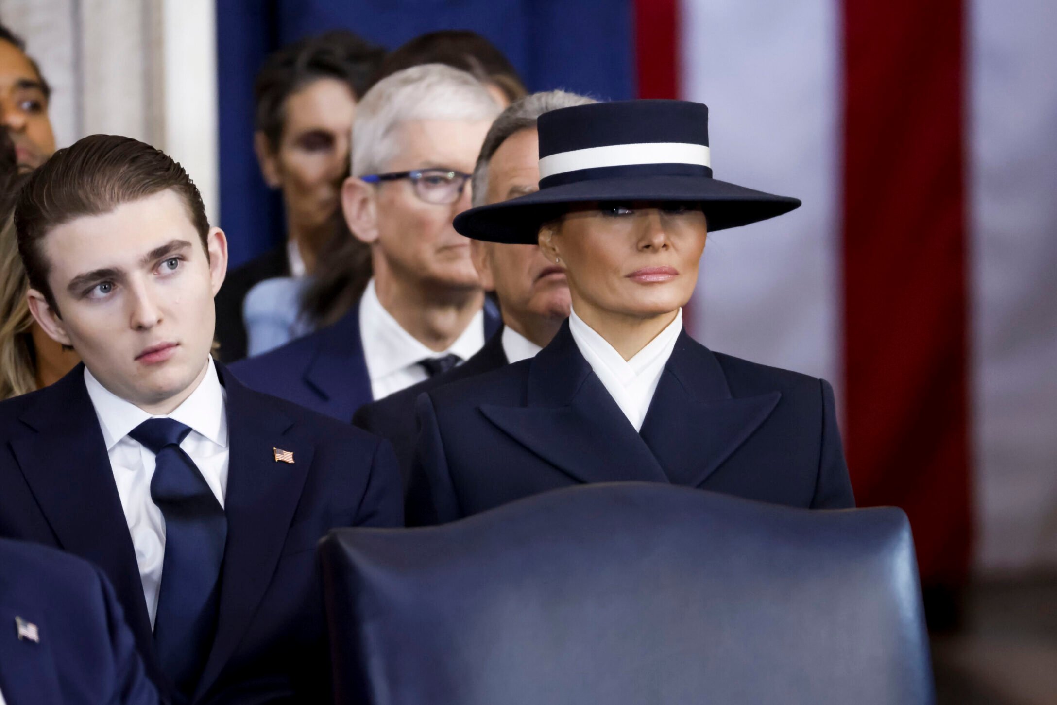 Barron Trump and Melania Trump at the inauguration of Donald Trump