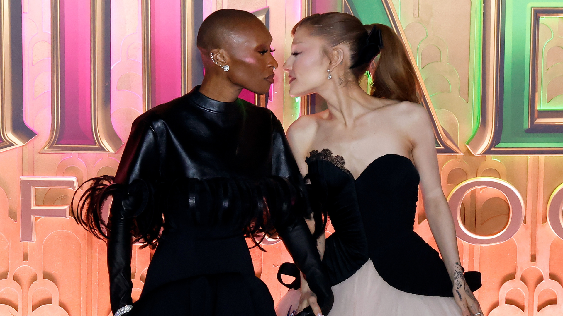 Ariana and Cynthia posing for the second Wicked movie