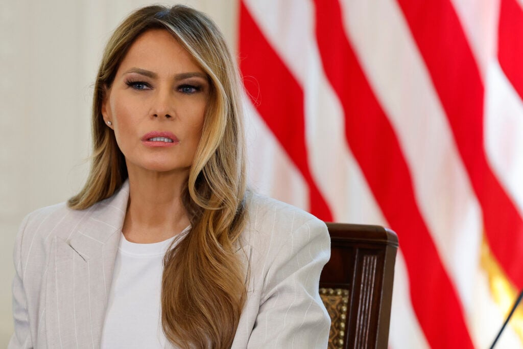 U.S. first lady Melania Trump hosts a meeting of the White House Task Force on Artificial Intelligence Education in the East Room of the White House on Sept. 4, 2025, in Washington, D.C.