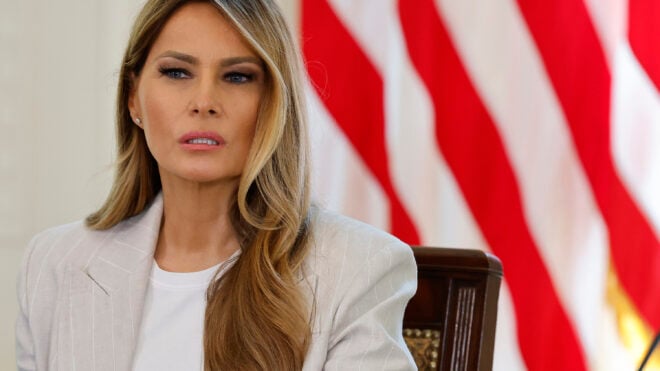 U.S. first lady Melania Trump hosts a meeting of the White House Task Force on Artificial Intelligence Education in the East Room of the White House on Sept. 4, 2025, in Washington, D.C.
