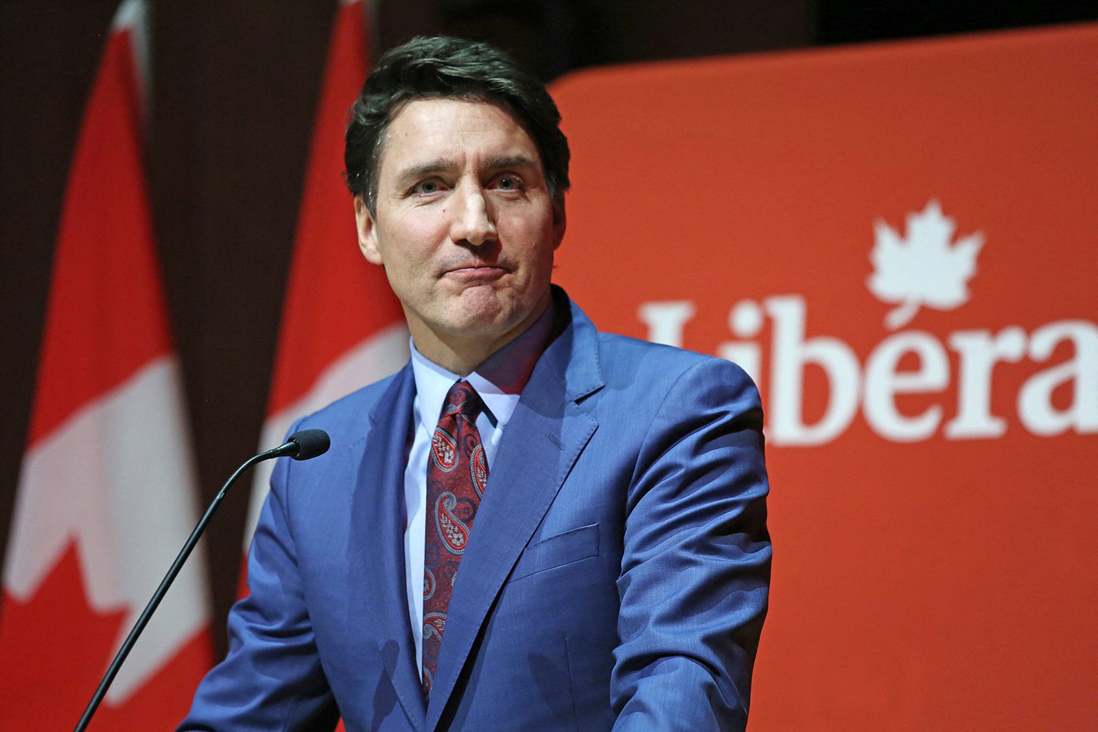 Canada's Prime Minister Justin Trudeau speaks to donors during the Laurier Club Holiday Party at the Canadian Museum of History