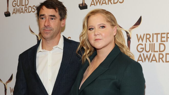 Chris Fischer and Amy Schumer attend the 75th Writers Guild Awards Ceremony at Edison Ballroom on March 5, 2023, in New York.