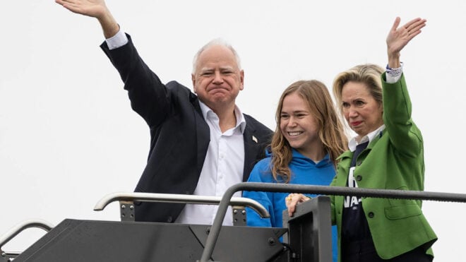 Minnesota Gov. Tim Walz, daughter Hope Walz and wife Gwen Walz in November 2024.
