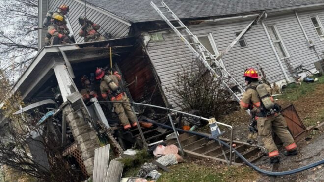 fire department puts out fire in independence, Missouri