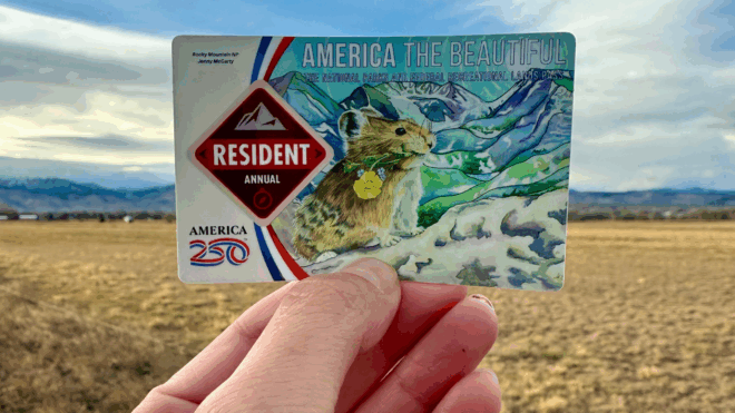 Boulder artist Jenny McCarty’s custom National Parks-pass stickers cover President Donald Trump’s face on the 2026 designs.