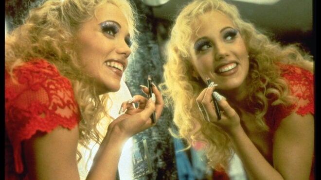 Actress Elizabeth Berkley on the set of Showgirls