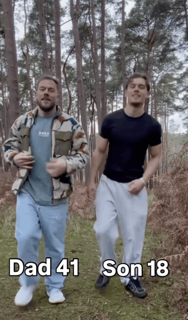 OnlyFans star Dean Byrne and his son in the woods