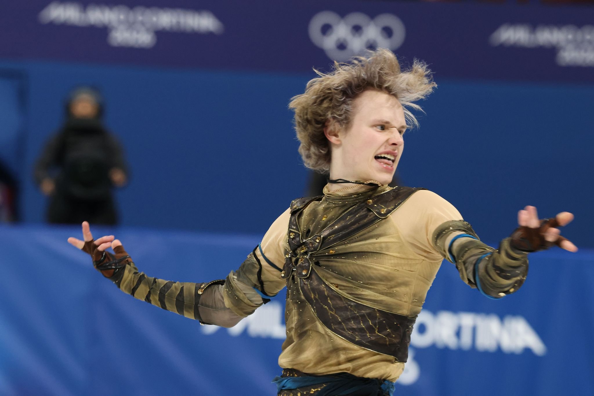 US' Ilia Malinin performs during the Men's Single Short Program of the Figure Skating Team Event
