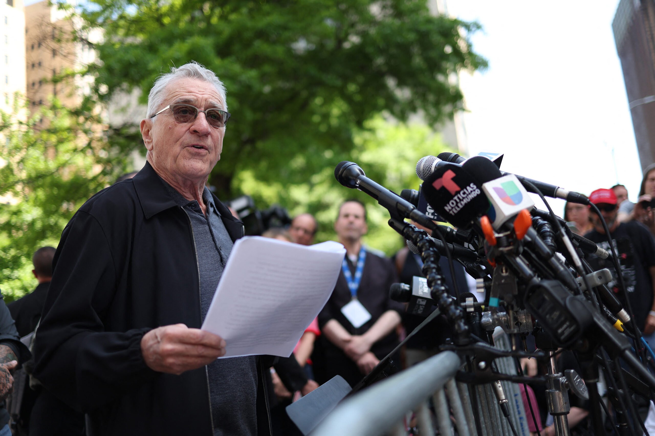 Robert De Niro speaks in support of U.S. President Joe Biden