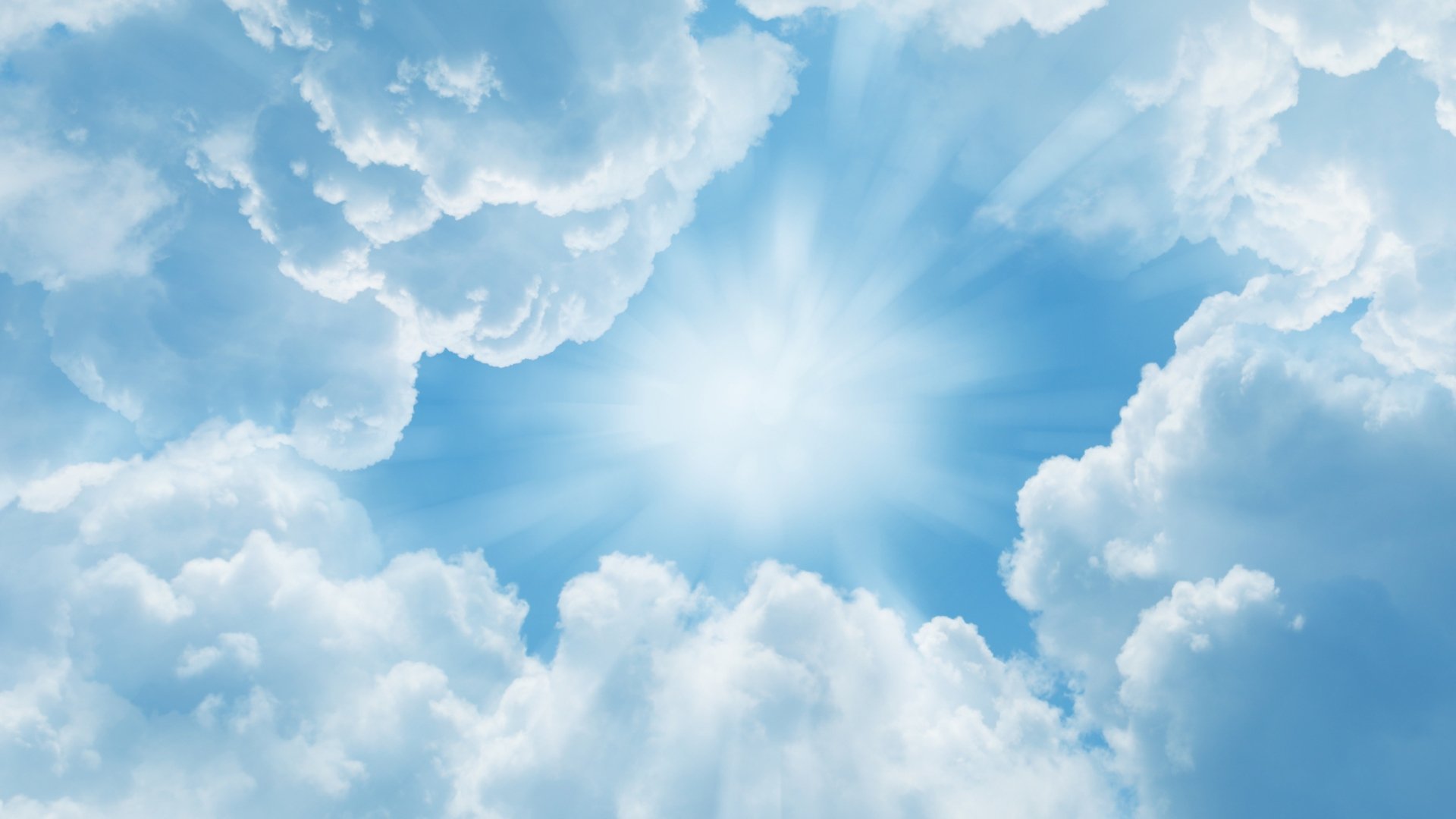 Bright rays shining in clouds
