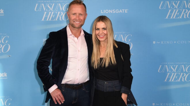 Valeri Bure and Candace Cameron Bure attend the "Unsung Hero" screening at Lionsgate on April 17, 2024, in Santa Monica, California.
