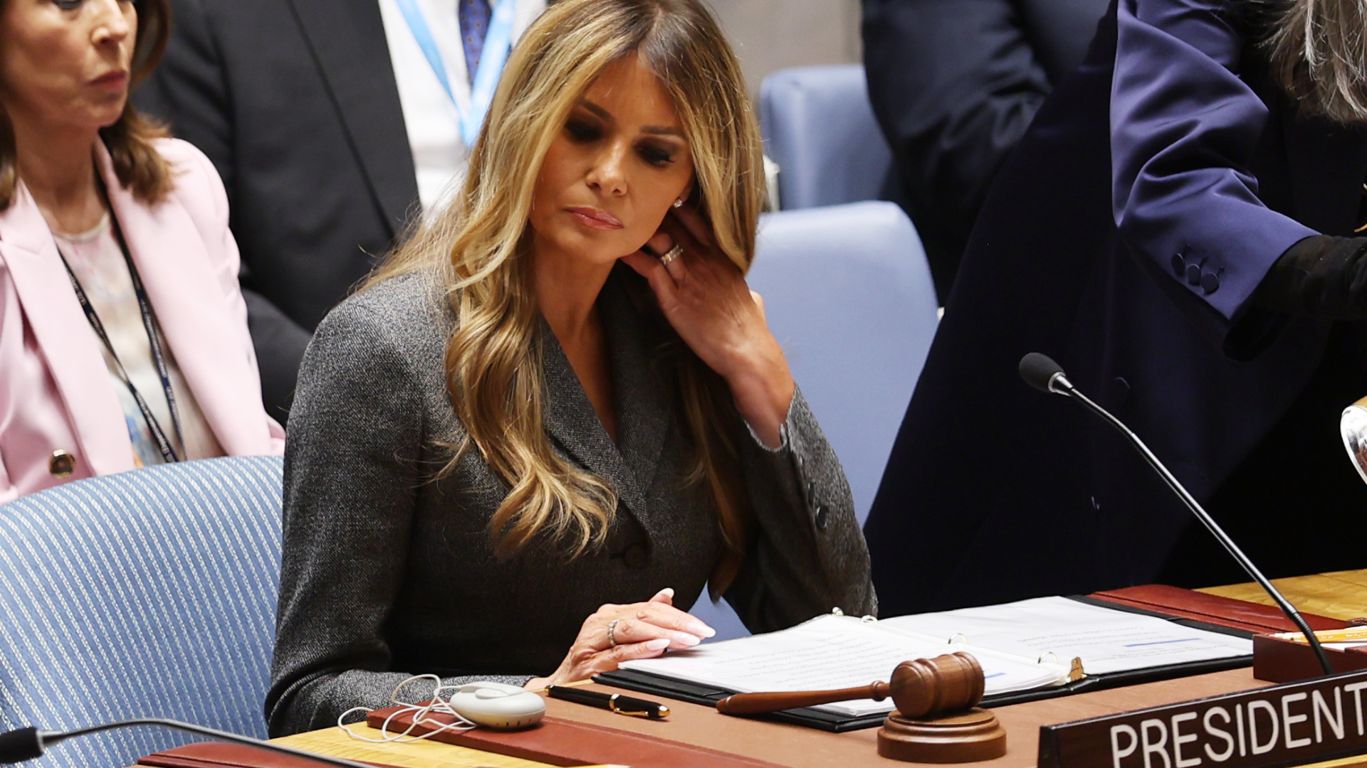 Mrs. Trump chaired a U.N. panel on education's role in "advancing tolerance and world peace."