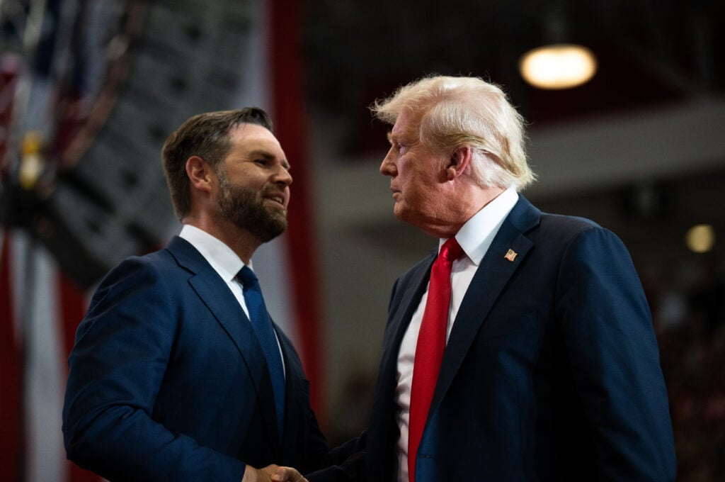 Vance (R-OH) introduces U.S. Republican Presidential nominee former President Donald Trump during a rally at Herb Brooks National Hockey Center