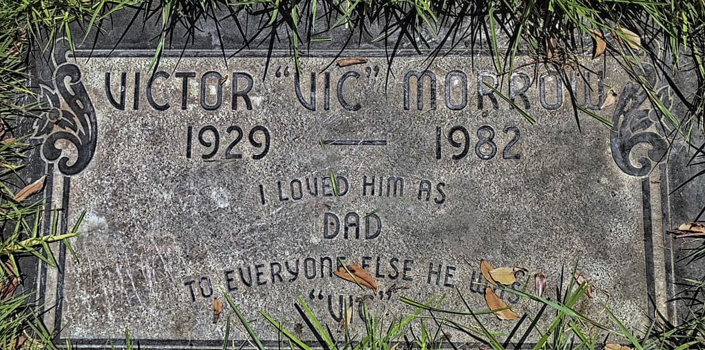 ( MANDATORY CREDIT Bill Tompkins/Getty Images ) Actor Vic Morrow grave in Hillside Memorial Park cemetery on April 12th, 2016 in Culver City.