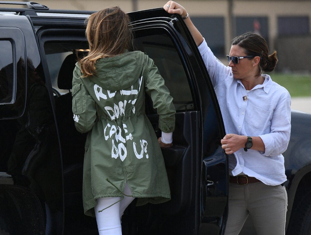 Melania Trump wearing controversial jacket