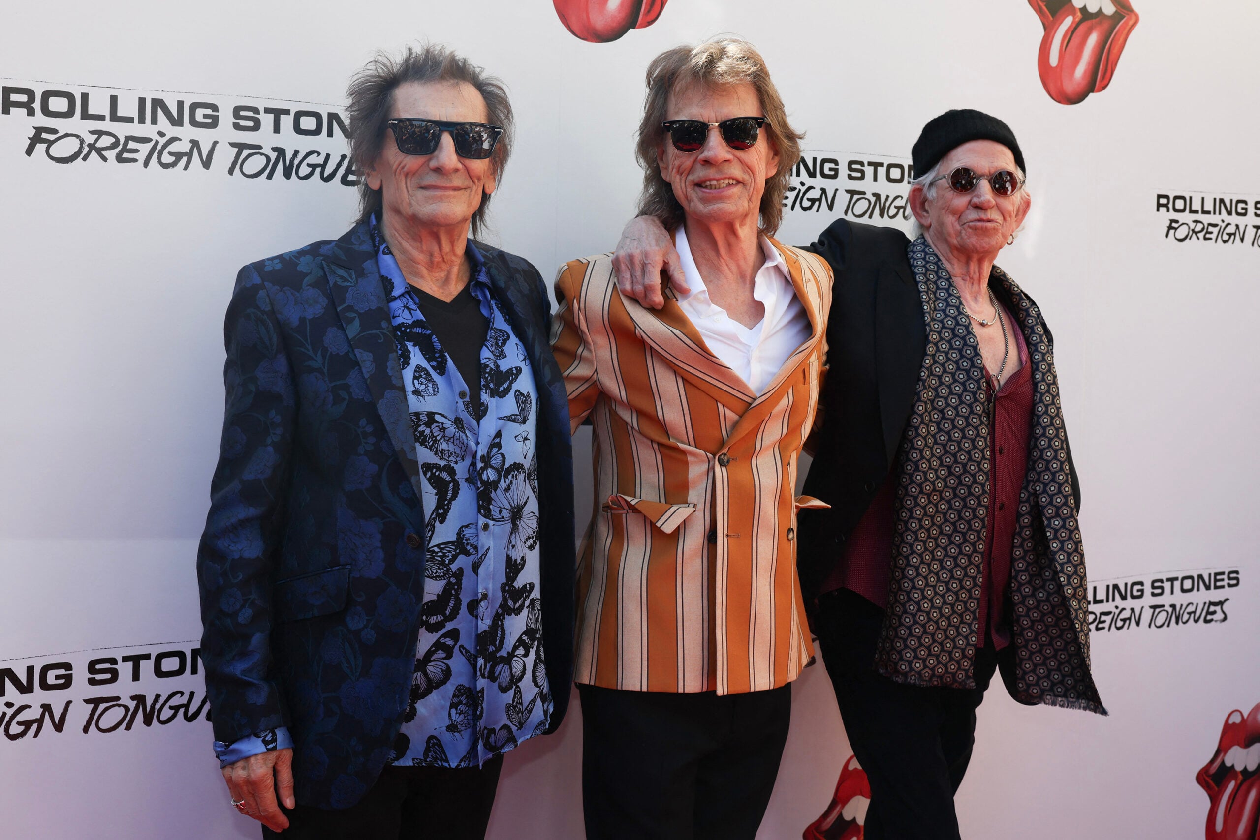 Ronnie Wood, left, Mick Jagger and Keith Richards of the Rolling Stones