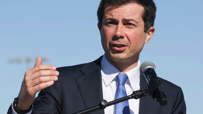 Then Transportation Secretary Pete Buttigieg