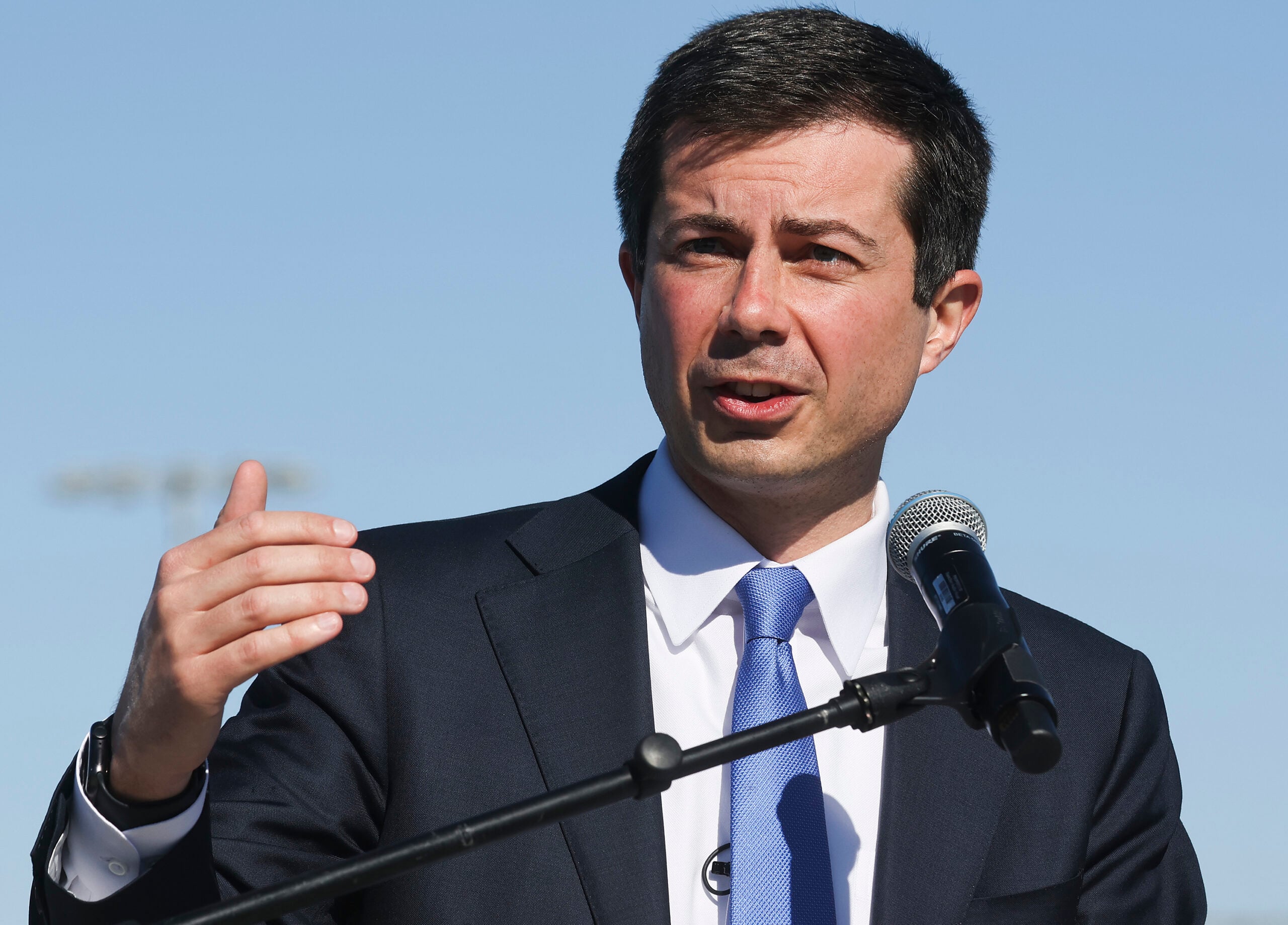 Then Transportation Secretary Pete Buttigieg