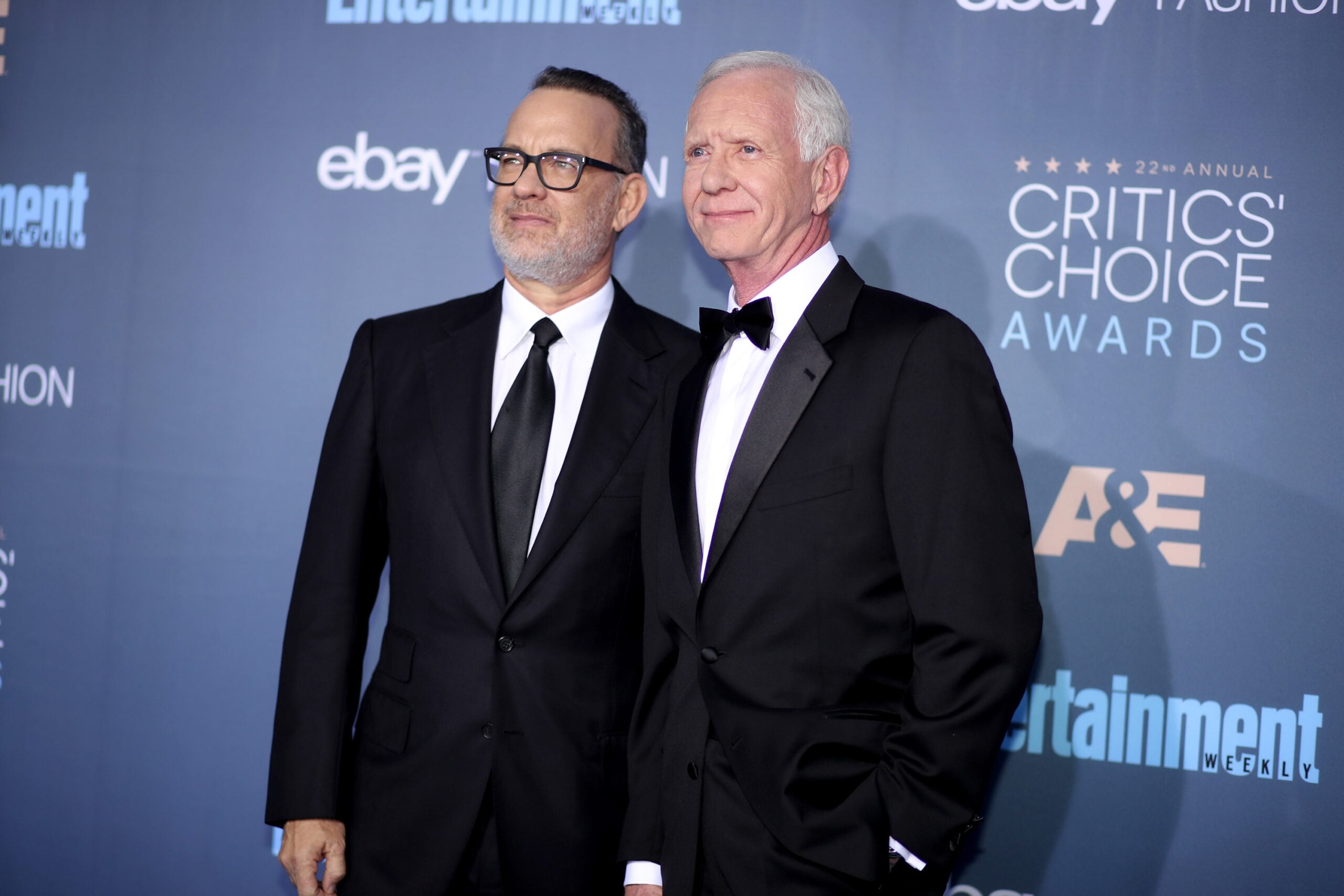 Tom Hanks (L) and retired pilot Chesley Burnett 'Sully' Sullenberger