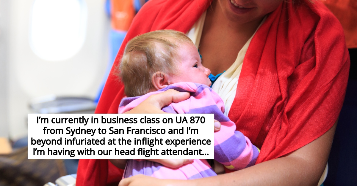 flight attendant unacceptable crying baby