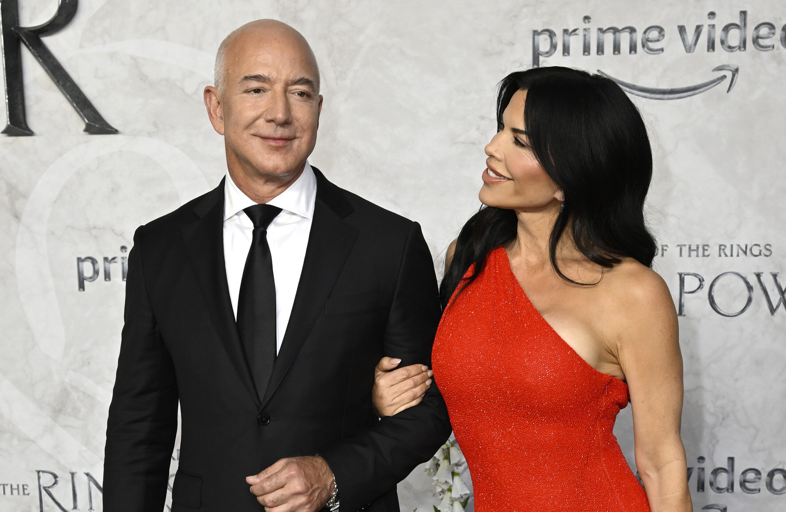 Jeff Bezos and Lauren Sanchez attend "The Lord Of The Rings: The Rings Of Power" World Premiere in Leicester Square on Aug. 30, 2022, in London. (Gareth Cattermole/Getty Images/TNS)