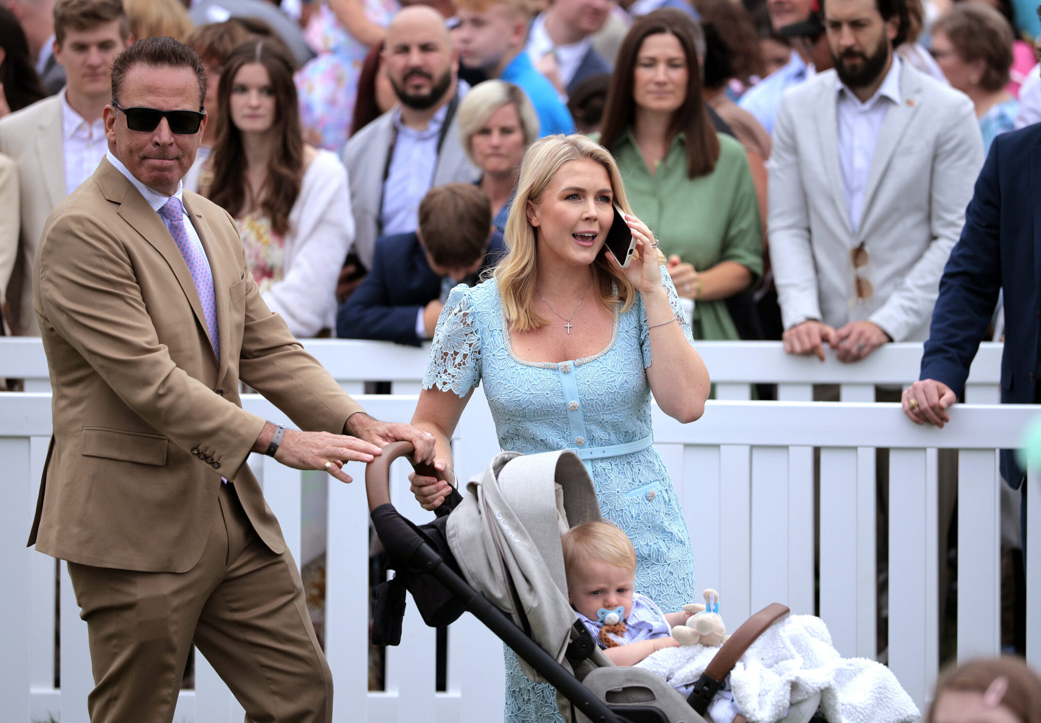 White House Press Secretary Karoline Leavitt and her husband Nicholas Riccio arrive to the White House Easter Egg Roll on the South Lawn of the White House on April 21, 2025 in Washington, DC. The White House said they are expecting thousands of children and adults to participate in the annual tradition of rolling colored eggs down the White House lawn, a tradition started by President Rutherford B. Hayes in 1878. (Photo by Chip Somodevilla/Getty Images)