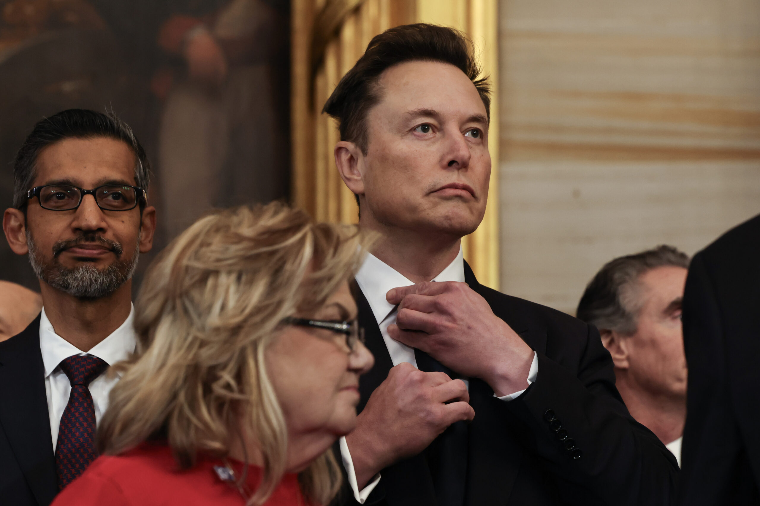 WASHINGTON, DC - JANUARY 20: Tesla, SpaceX and X CEO Elon Musk attends the inauguration of U.S. President-elect Donald Trump in the Rotunda of the U.S. Capitol on January 20, 2025 in Washington, DC. Donald Trump takes office for his second term as the 47th president of the United States. (Photo by Chip Somodevilla/Getty Images)