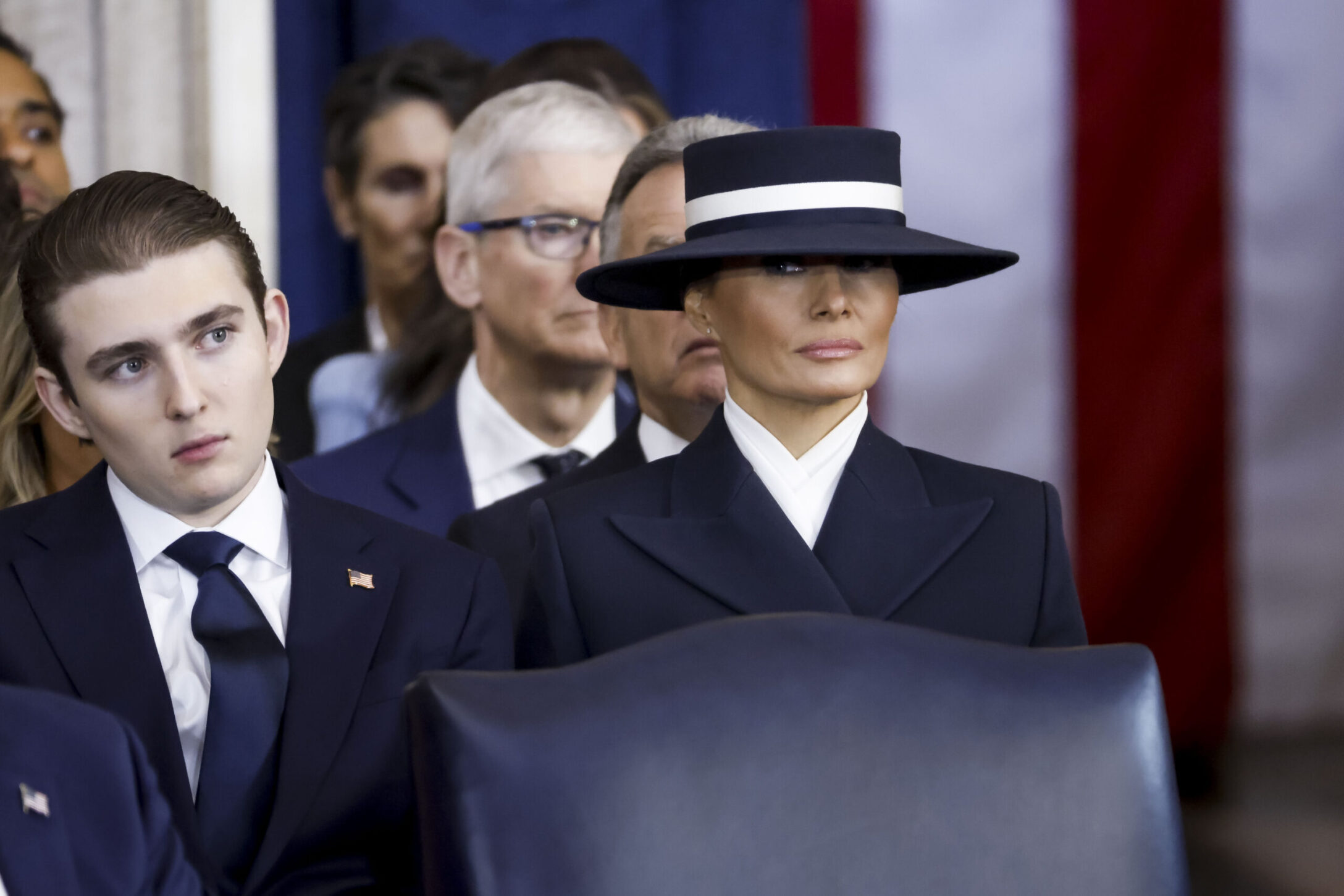 Barron Trump and Melania Trump at the inauguration of Donald Trump