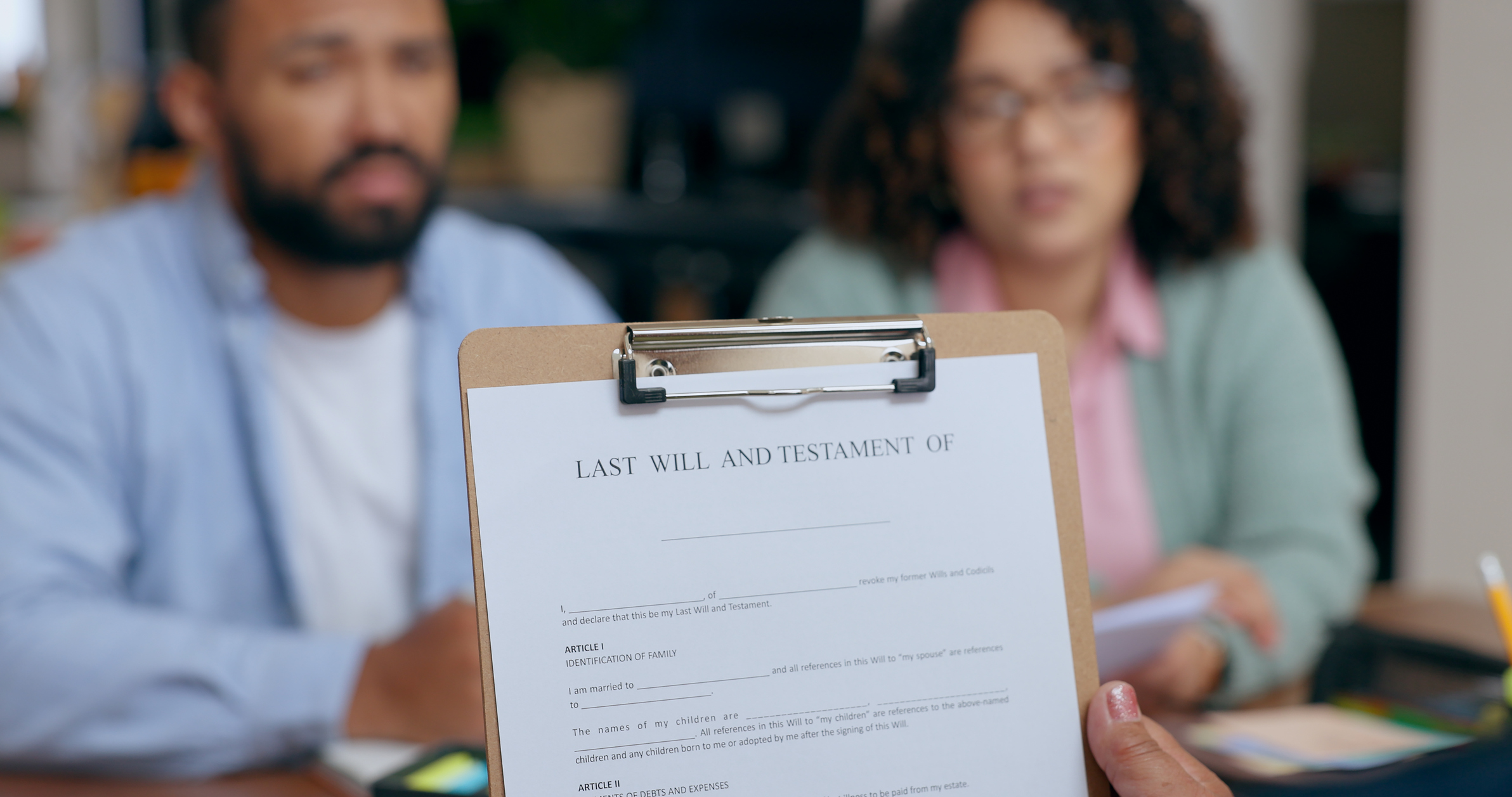 Closeup, hand and last will for document in office for testament
