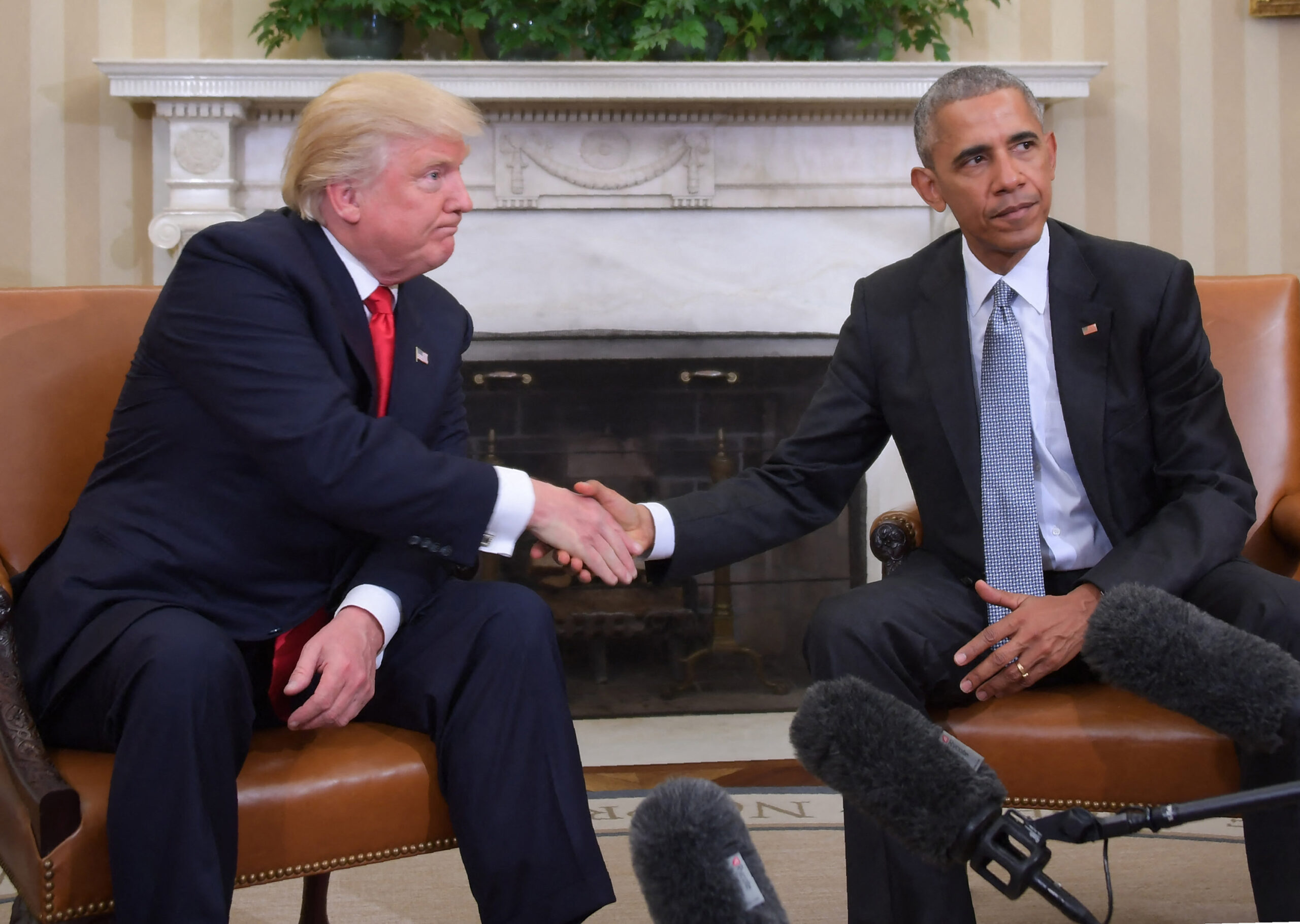 Then-President Barack Obama and then-President-elect Donald Trump