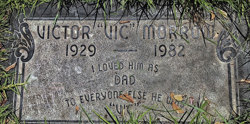( MANDATORY CREDIT Bill Tompkins/Getty Images ) Actor Vic Morrow grave in Hillside Memorial Park cemetery on April 12th, 2016 in Culver City.
