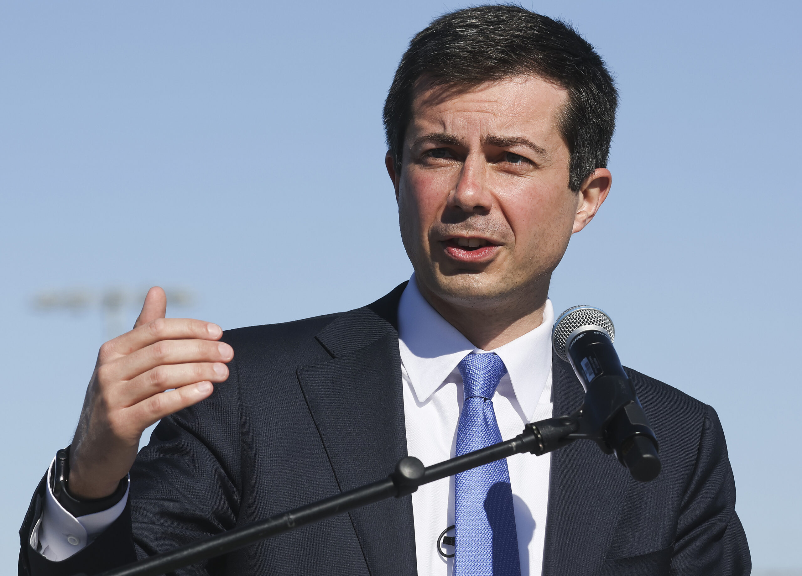 Then Transportation Secretary Pete Buttigieg